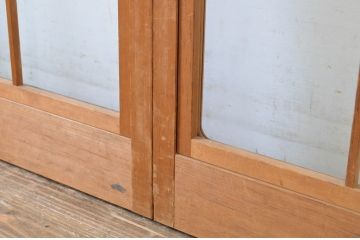 昭和レトロ　どこか懐かしい雰囲気漂うレトロな幅狭雪見障子戸4枚セット(建具、擦り上げ障子戸、擦上障子戸、引き戸)(R-063589)