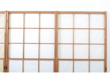 アンティーク建具　レトロな雰囲気を醸し出す雪見障子戸4枚セット(擦り上げ障子戸、擦上障子戸、引き戸)(R-063593)