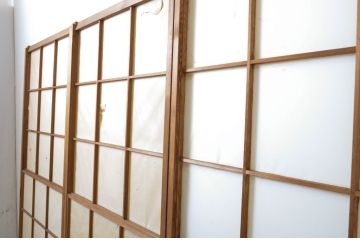 アンティーク建具　レトロな雰囲気を醸し出す雪見障子戸4枚セット(擦り上げ障子戸、擦上障子戸、引き戸)(R-063593)