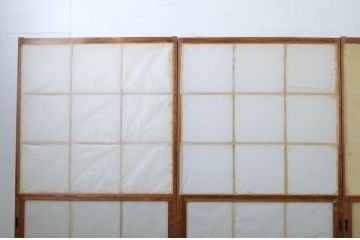 アンティーク建具　レトロな雰囲気を醸し出す雪見障子戸4枚セット(擦り上げ障子戸、擦上障子戸、引き戸)(R-063593)