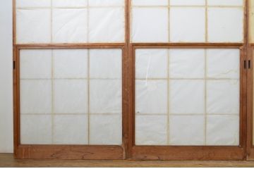 アンティーク建具　レトロな雰囲気を醸し出す雪見障子戸4枚セット(擦り上げ障子戸、擦上障子戸、引き戸)(R-063593)