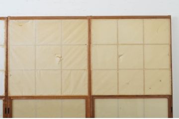 アンティーク建具　レトロな雰囲気を醸し出す雪見障子戸4枚セット(擦り上げ障子戸、擦上障子戸、引き戸)(R-063593)