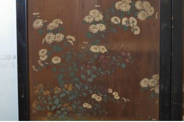 アンティーク建具　客間におすすめ!お部屋が華やかになる絵入り板戸2枚セット(板絵戸、引き戸)(R-063594)