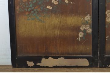 アンティーク建具　客間におすすめ!お部屋が華やかになる絵入り板戸2枚セット(板絵戸、引き戸)(R-063594)
