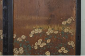 アンティーク建具　客間におすすめ!お部屋が華やかになる絵入り板戸2枚セット(板絵戸、引き戸)(R-063594)