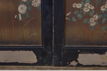 アンティーク建具　客間におすすめ!お部屋が華やかになる絵入り板戸2枚セット(板絵戸、引き戸)(R-063594)