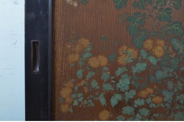 アンティーク建具　客間におすすめ!お部屋が華やかになる絵入り板戸2枚セット(板絵戸、引き戸)(R-063594)
