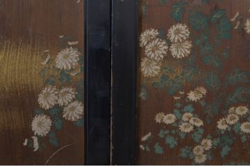 アンティーク建具　客間におすすめ!お部屋が華やかになる絵入り板戸2枚セット(板絵戸、引き戸)(R-063594)