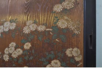 アンティーク建具　客間におすすめ!お部屋が華やかになる絵入り板戸2枚セット(板絵戸、引き戸)(R-063594)