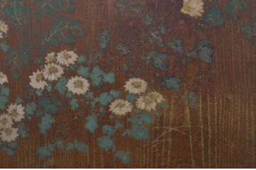 アンティーク建具　客間におすすめ!お部屋が華やかになる絵入り板戸2枚セット(板絵戸、引き戸)(R-063594)