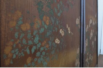 アンティーク建具　客間におすすめ!お部屋が華やかになる絵入り板戸2枚セット(板絵戸、引き戸)(R-063594)