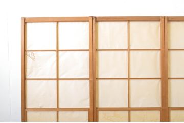 アンティーク建具　どこかレトロな雰囲気を感じさせる幅狭雪見障子戸4枚セット(擦り上げ障子戸、擦上障子戸、引き戸)(R-063595)