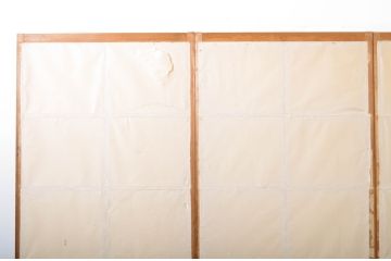 アンティーク建具　どこかレトロな雰囲気を感じさせる幅狭雪見障子戸4枚セット(擦り上げ障子戸、擦上障子戸、引き戸)(R-063595)