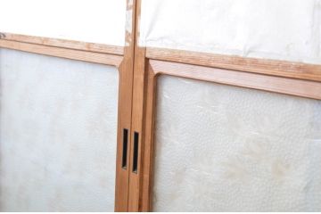 アンティーク建具　どこかレトロな雰囲気を感じさせる幅狭雪見障子戸4枚セット(擦り上げ障子戸、擦上障子戸、引き戸)(R-063595)