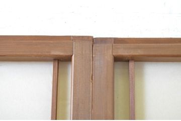 アンティーク建具　変わり型　個性的なデザインが目を惹く幅狭障子戸2枚セット(引き戸)(R-063596)