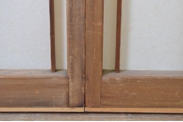 アンティーク建具　変わり型　個性的なデザインが目を惹く幅狭障子戸2枚セット(引き戸)(R-063596)