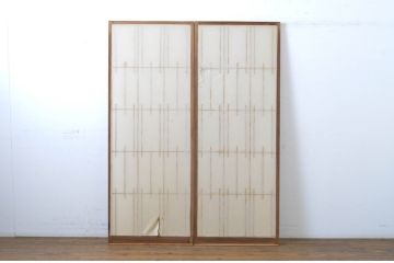 アンティーク建具　変わり型　個性的なデザインが目を惹く幅狭障子戸2枚セット(引き戸)(R-063596)