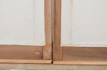 アンティーク建具　変わり型　個性的なデザインが目を惹く幅狭障子戸2枚セット(引き戸)(R-063596)