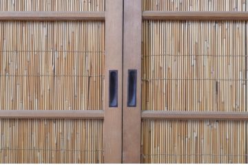 アンティーク建具　透かし彫りがおしゃれな幅狭夏戸4枚セット(簾戸、御簾戸、簀戸、葭戸、夏障子、すど、引き戸)(R-063598)