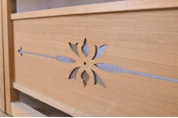 アンティーク建具　透かし彫りがおしゃれな幅狭夏戸4枚セット(簾戸、御簾戸、簀戸、葭戸、夏障子、すど、引き戸)(R-063598)