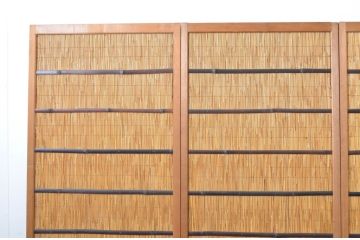 アンティーク建具　透かし彫りがおしゃれな幅狭夏戸4枚セット(簾戸、御簾戸、簀戸、葭戸、夏障子、すど、引き戸)(R-063598)