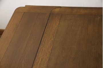アンティーク家具　イギリスアンティーク　オーク材　ブルボーズレッグが目を惹くドローリーフテーブル(エクステンションテーブル、ダイニングテーブル、食卓、2人掛け、4人掛け、6人掛け)(R-063604)