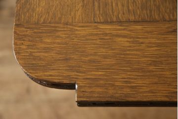 アンティーク家具　イギリスアンティーク　オーク材　ブルボーズレッグが目を惹くドローリーフテーブル(エクステンションテーブル、ダイニングテーブル、食卓、2人掛け、4人掛け、6人掛け)(R-063604)