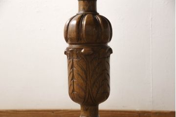 アンティーク家具　イギリスアンティーク　オーク材　ブルボーズレッグが目を惹くドローリーフテーブル(エクステンションテーブル、ダイニングテーブル、食卓、2人掛け、4人掛け、6人掛け)(R-063604)