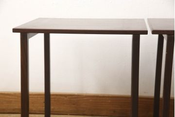 和製ビンテージ　ローズウッド材　シンプルなデザインで取り入れやすいローテーブル2個セット(センターテーブル、サイドテーブル、リビングテーブル)(R-063609)