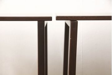 和製ビンテージ　ローズウッド材　シンプルなデザインで取り入れやすいローテーブル2個セット(センターテーブル、サイドテーブル、リビングテーブル)(R-063609)