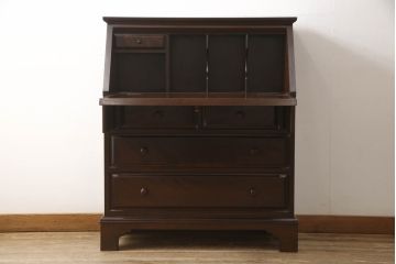 中古　松本民芸家具　805型　気品溢れる佇まいが魅力的なライティングビューロー(簿記机、在宅ワーク、在宅用ワークデスク、机、在宅用引き出し)(R-063662)