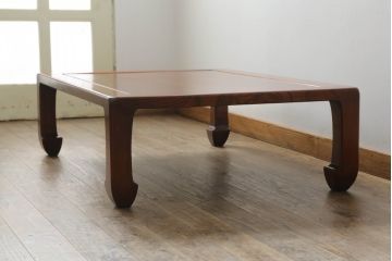 中古　美品　松本民芸家具　欅(ケヤキ)材　通商産業大臣指定伝統的工芸品　上質な和の空間を演出する中落茶布台(ローテーブル、センターテーブル、ちゃぶ台、座卓)(定価約70万円)(R-063665)