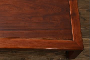 中古　美品　松本民芸家具　欅(ケヤキ)材　通商産業大臣指定伝統的工芸品　上質な和の空間を演出する中落茶布台(ローテーブル、センターテーブル、ちゃぶ台、座卓)(定価約70万円)(R-063665)