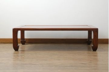 中古　美品　松本民芸家具　欅(ケヤキ)材　通商産業大臣指定伝統的工芸品　上質な和の空間を演出する中落茶布台(ローテーブル、センターテーブル、ちゃぶ台、座卓)(定価約70万円)(R-063665)