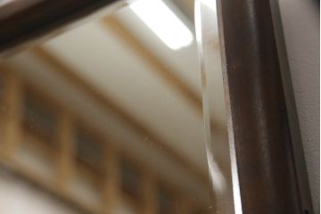 中古　北海道民芸家具　どんな空間にも馴染むシンプルなデザインが魅力のウォールミラー(壁掛け鏡)(R-063670)