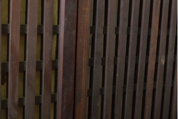 アンティーク建具　極上　高級品!!　総欅(ケヤキ)材　和モダンな雰囲気を高める格子窓2枚セット(格子戸、引き戸、建具)(R-063672)