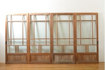 アンティーク建具　ノスタルジックな雰囲気が魅力の大正ロマン高級ガラス戸4枚セット(引き戸、建具)(R-063673)