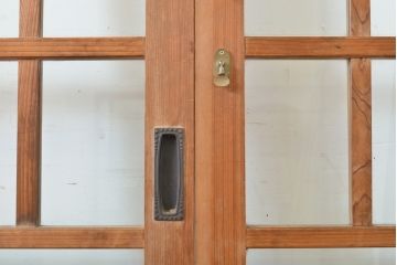 アンティーク建具　ノスタルジックな雰囲気が魅力の大正ロマン高級ガラス戸4枚セット(引き戸、建具)(R-063673)