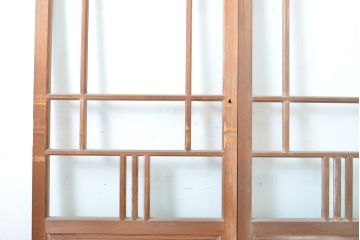 アンティーク建具　ノスタルジックな雰囲気が魅力の高級大正ロマンガラス戸2枚セット(引き戸、建具)(R-063674)
