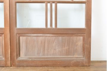 アンティーク建具　ノスタルジックな雰囲気が魅力の高級大正ロマンガラス戸2枚セット(引き戸、建具)(R-063674)