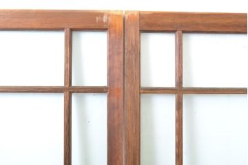 アンティーク建具　上手物!!　大正ロマン　腰板欅(ケヤキ)　どこか懐かしい雰囲気漂うガラス戸2枚セット(引き戸)(R-063675)