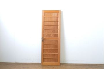 和製ビンテージ　高級品!!　ヒノキ(檜)枠　鏡板杉(スギ)材　一枚板　数寄屋造り家屋の扉1枚(ヴィンテージ、建具、玄関ドア、木製ドア)(R-063676)