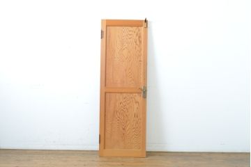 和製ビンテージ　高級品!!　ヒノキ(檜)枠　鏡板杉(スギ)材　一枚板　数寄屋造り家屋の扉1枚(ヴィンテージ、建具、玄関ドア、木製ドア)(R-063676)