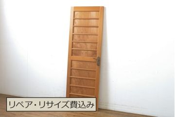 和製ビンテージ　高級品!!　ヒノキ(檜)枠　鏡板杉(スギ)材　一枚板　数寄屋造り家屋の扉1枚(ヴィンテージ、建具、玄関ドア、木製ドア)(R-063677)
