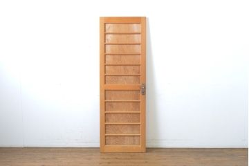 和製ビンテージ　高級品!!　ヒノキ(檜)枠　鏡板杉(スギ)材　一枚板　数寄屋造り家屋の扉1枚(ヴィンテージ、建具、玄関ドア、木製ドア)(R-063678)