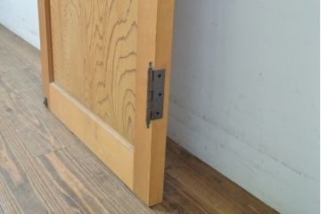 和製ビンテージ　高級品!!　ヒノキ(檜)枠　鏡板杉(スギ)材　一枚板　数寄屋造り家屋の扉1枚(ヴィンテージ、建具、玄関ドア、木製ドア)(R-063678)
