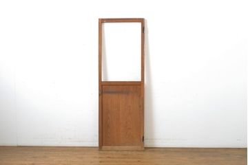 アンティーク建具　昭和中期　ガラス窓入りのシンプルなドア1枚(木製扉)(R-063680)