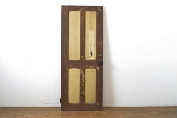 アンティーク建具　ペイント仕上げ限定　時を経て刻まれた風合いが趣あるドア1枚(扉、木製扉、玄関ドア)(R-063682)