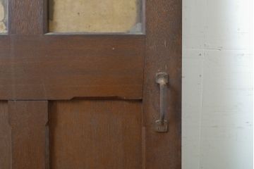 アンティーク建具　ペイント仕上げ限定　時を経て刻まれた風合いが趣あるガラス入りドア1枚(扉、木製扉、ガラス扉、玄関ドア)(R-063683)