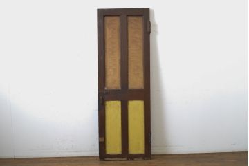 アンティーク建具　ペイント仕上げ限定　時を経て刻まれた風合いが趣あるガラス入りドア1枚(扉、木製扉、ガラス扉、玄関ドア)(R-063683)